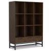 Banting 9-Cube Bookcase with Drawers – Walnut Brown & Metal Frame