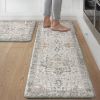 2PCS Kitchen Mats for Floor – Washable Anti-Fatigue Cushioned Rugs, 17.3"x47"+17.3"x30", Waterproof & Non-Slip