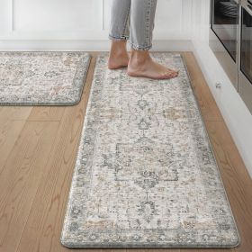 2PCS Kitchen Mats for Floor – Washable Anti-Fatigue Cushioned Rugs, 17.3"x47"+17.3"x30", Waterproof & Non-Slip