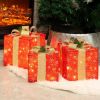 Set of 3 LED Lighted Christmas Gift Boxes with Ribbon Bows – Outdoor Holiday Decorations