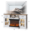58 Inch Black Gold Oak Fireplace TV Stand with 25" Electric Insert