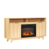 Oak Fireplace TV Stand with 23" Electric Insert – Double Grid Doors & Gold Handles