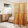 4-Panel Solid Acacia Wood Room Divider – Folding Privacy Screen 63.8" x 70.9"