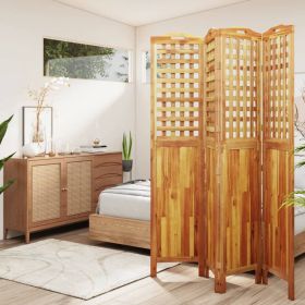 4-Panel Solid Acacia Wood Room Divider – Folding Privacy Screen 63.8" x 70.9"