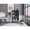 Modern L Bar Cabinet with Wine Rack & Storage – Light Gray Single Door Liquor Cabinet with 8-Bottle Holder