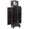 Jewelry Armoire with Mirror – 8 Drawers & 16 Necklace Hooks, 2 Side Swing Doors, Brown
