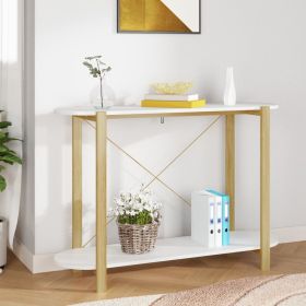 White Console Table with Solid Pine Legs – Engineered Wood Entryway Table