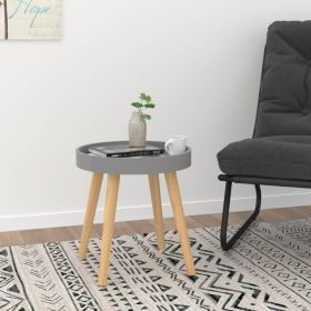 Grey Round Side Table – Engineered Wood with Solid Pine Legs