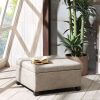 Madison Park Aspen Soft Close Storage Ottoman, Sand Fabric, Button-Tufted