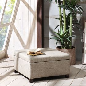 Madison Park Aspen Soft Close Storage Ottoman, Sand Fabric, Button-Tufted