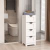 White Freestanding Storage Cabinet with 4 Drawers – Bathroom, Living Room, Kitchen