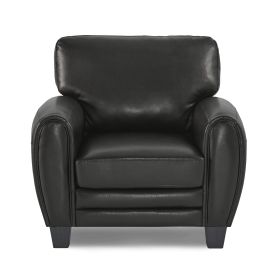 Modern Living Room Chair 1pc Black Faux Leather Retro Style