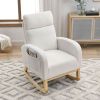 Welike 27.6" Modern High Back Rocking Chair – Teddy White with Side Pockets