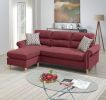 Paprika Red Reversible Sectional Sofa with Chaise and Pillows – Nailhead Trim