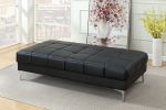 Black Bonded Leather Extra Large Ottoman with Metal Legs – Modern Cube Seating