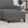 Dark Grey Polyester Footstool, Compact Rectangular Footrest for Living Room