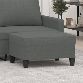 Dark Grey Polyester Footstool, Compact Rectangular Footrest for Living Room