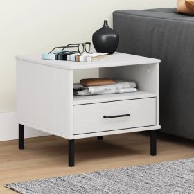 White Bedside Table, Solid Pine Wood with Drawer and Shelf 19.7 x 19.7 x 17.7 in