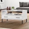 White Solid Pine Wood Coffee Table with Drawer – Rectangular Living Room Table