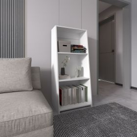 47" H White 3-Shelf Bookcase – Modern Engineered Wood Storage Shelf