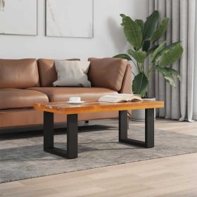 Multicolor Solid Teak & Mango Wood Coffee Table with Resin Inlay
