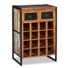 Industrial Wine Rack for 16 Bottles Solid Reclaimed Wood with Drawers