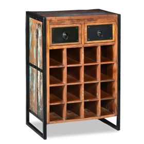 Industrial Wine Rack for 16 Bottles Solid Reclaimed Wood with Drawers