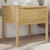 Lamp Table Wax Brown Solid Pine Wood, Compact Modern Side Table