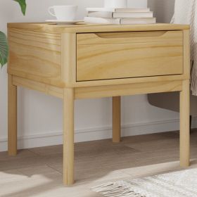 Lamp Table Wax Brown Solid Pine Wood, Compact Modern Side Table