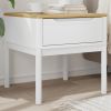 White Lamp Table – Solid Pine Wood Square Side Table with Storage Drawer