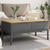 Grey Solid Pine Wood Coffee Table, 39 x 21.9 x 17.7 in, Rustic Modern Design