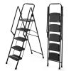 5-Step Folding Steel Ladder with Anti-Slip Wide Pedals and Safety Handle
