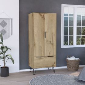 Skyoner Armoire with Drawer & Double Door Cabinet – Light Oak Finish