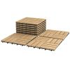 10-Piece Acacia Wood Interlocking Deck Tiles, 12 x 12 Inch Outdoor Patio Flooring