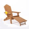 TALE Folding Adirondack Chair with Pullout Ottoman & Cup Holder, Oversized Poly Lumber