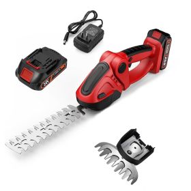 24V Cordless Handheld Grass Shear Hedge Trimmer with 90° Cutting Angle, 2 Replaceable Blades