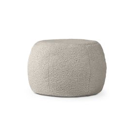 Jaxx Ellis Faux Shearling Plush Ottoman Pouf, Smoke – Modern Small Floor Footrest