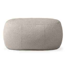Jaxx Ellis Oval Shearling Faux Lamb Plush Pouf Ottoman – Smoke
