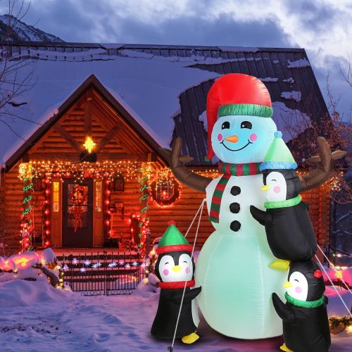 5.9FT Christmas Inflatable Outdoor Decoration Snowman Penguin Blow Up Yard Decoration with LED Light Built-in Air Blower for Winter Holiday Xmas Garde 5.9FT Christmas Inflatable Outdoor Decoration Snowman Penguin Blow Up Yard Decoration with LED Light Built-in Air Blower for Winter Holiday Xmas Garde
