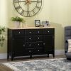 Black Storage Cabinet with Drawers & Adjustable Shelves – Modern Sideboard for Kitchen, Dining, or Living Room