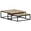 Reclaimed Wood Nesting Coffee Table Set of 2 with Iron Frame