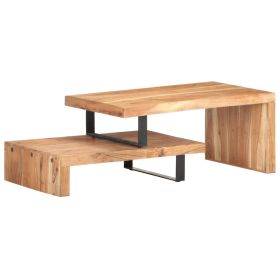 Rustic Coffee Table Solid Acacia Wood with Powder-Coated Iron Frame