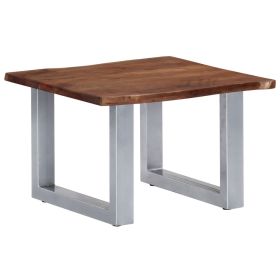 Industrial Coffee Table Brown and Silver with Live Edge
