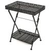 Black Metal Foldable Tea Table – 22.8x13.8x28.3 in Vintage Rectangular Accent Table