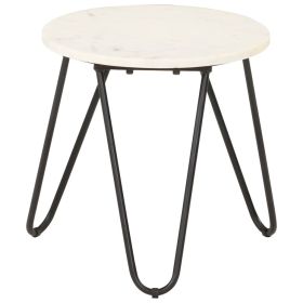 Modern Side Table White and Black – Round Marble Accent Table