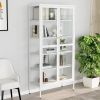 White Steel Display Cabinet with Tempered Glass – Large Modern Showcase