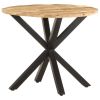 Round Side Table Natural Wood – Solid Mango Wood with Black Powder-Coated Iron Legs