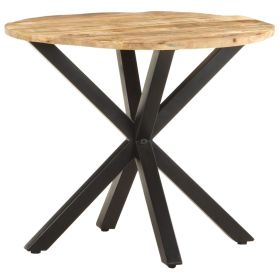 Round Side Table Natural Wood – Solid Mango Wood with Black Powder-Coated Iron Legs
