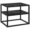 Console Table Black Tempered Glass with Powder-Coated Steel Frame