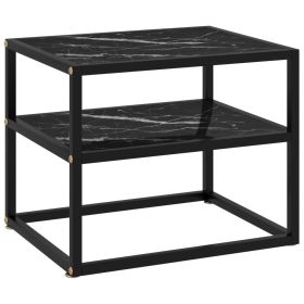 Console Table Black Tempered Glass with Powder-Coated Steel Frame